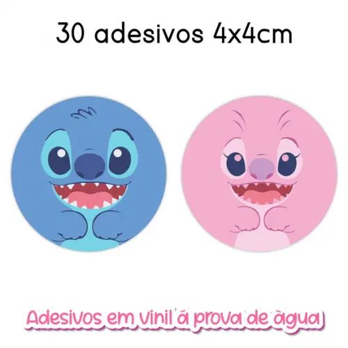 Adesivo Redondo Stitch Angel - Vários Tamanhos