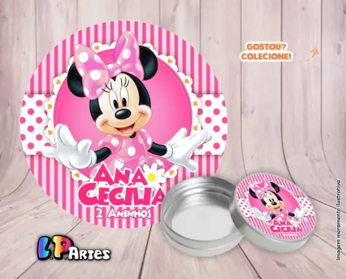 Adesivo Rótulo Latinha Minnie Rosa