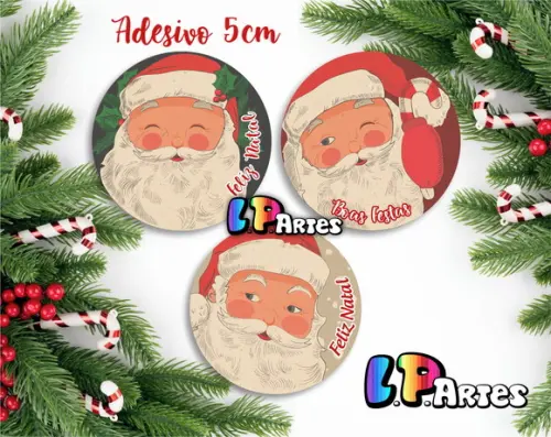 Adesivos Redondo Feliz Natal Papai Noel