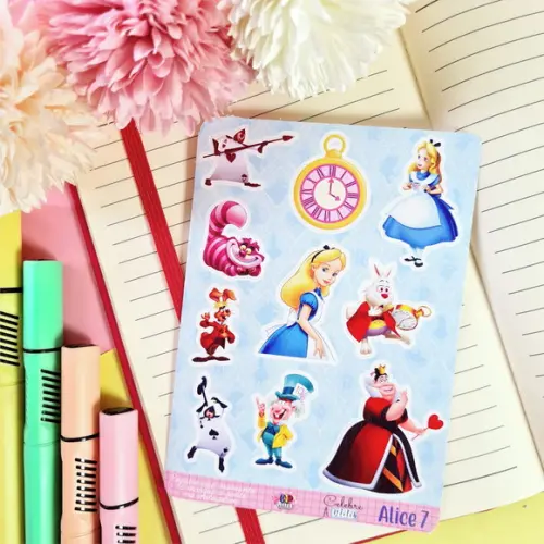 Cartela de Adesivos - Alice no País das Maravilhas