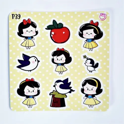 Cartela de Adesivos - Branca de Neve