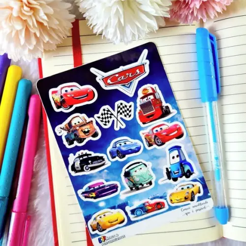 Cartela de Adesivos - Carros o Filme