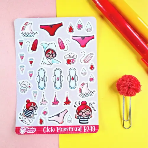 Cartela de Adesivos - Ciclo Menstrual