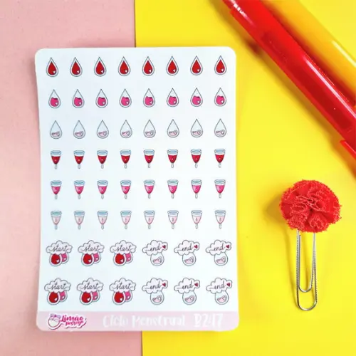 Cartela de Adesivos - Ciclo Menstrual