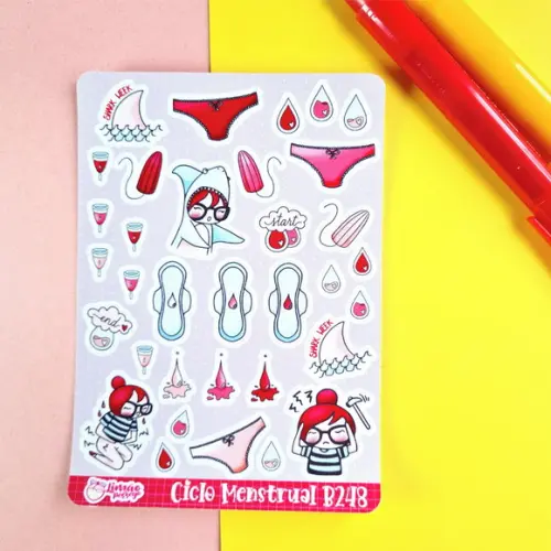 Cartela de Adesivos - Ciclo Menstrual