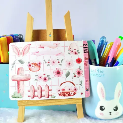 Cartela de Adesivos - Feliz Páscoa Cute