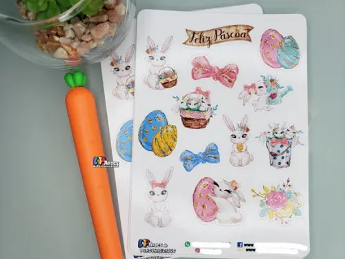 Cartela de Adesivos - Feliz Páscoa Ii
