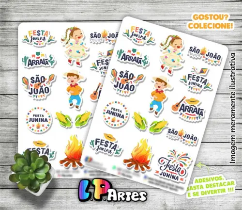 Cartela de Adesivos - Festa Junina 2 -são João