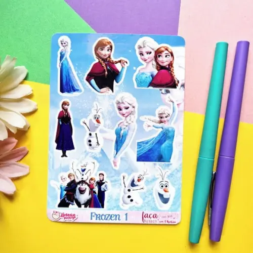 Cartela de Adesivos - Frozen