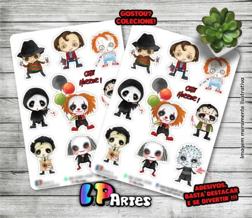 Cartela de Adesivos - Horror Cute 1