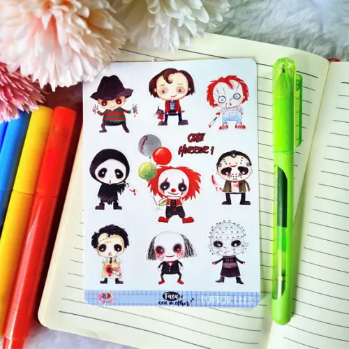 Cartela de Adesivos - Horror Cute 1