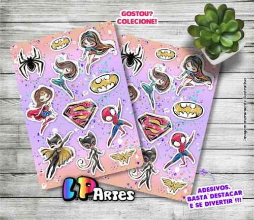 Cartela de Adesivos - Heroínas
