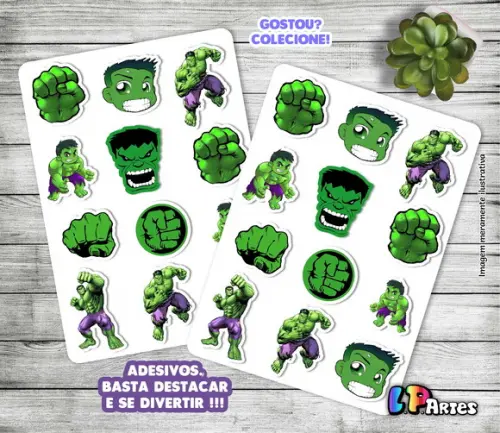 Cartela de Adesivos - Hulk
