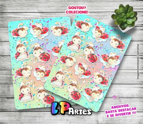 Cartela de Adesivos - Joaninha Cute