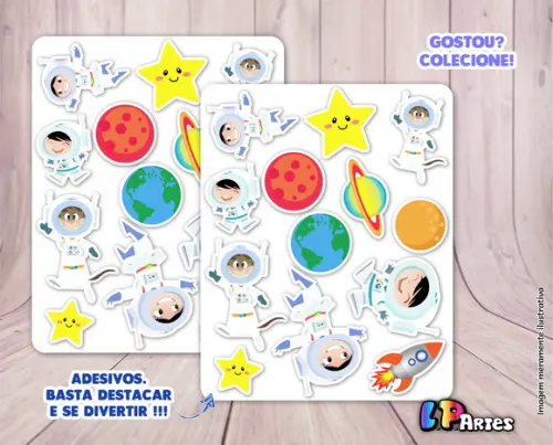 Cartela de Adesivos - Luna Astronauta