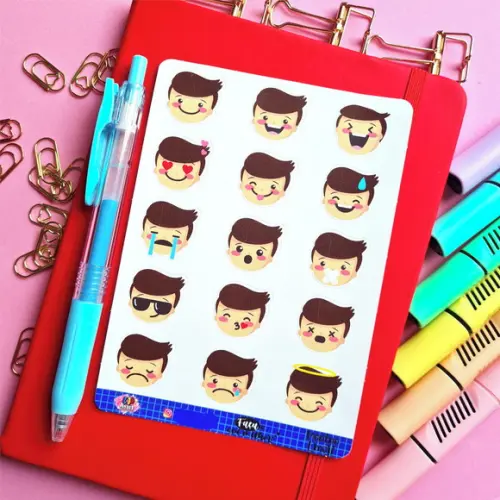 Cartela de Adesivos - Menino Emoji