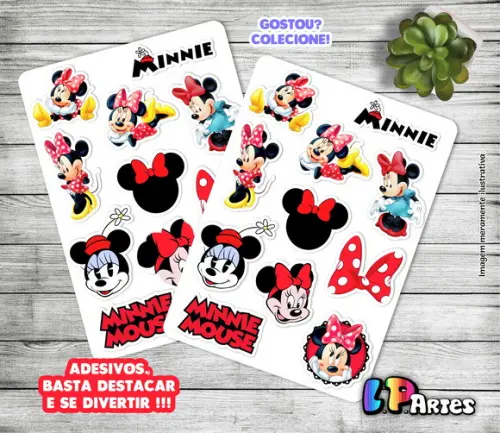 Cartela de Adesivos - Minnie Mouse