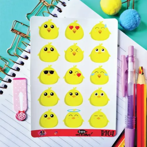 Cartela de Adesivos - Pintinho Emoji
