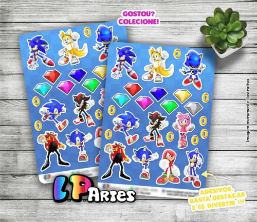 Cartela de Adesivos - Sonic