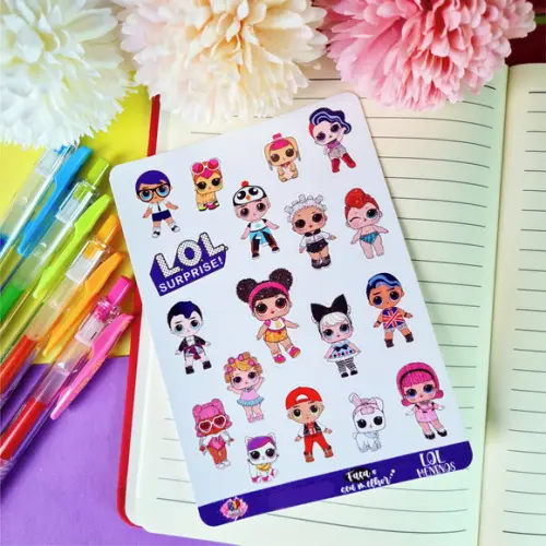 Cartela de Adesivos - Stickers - Lol Surprise Azul