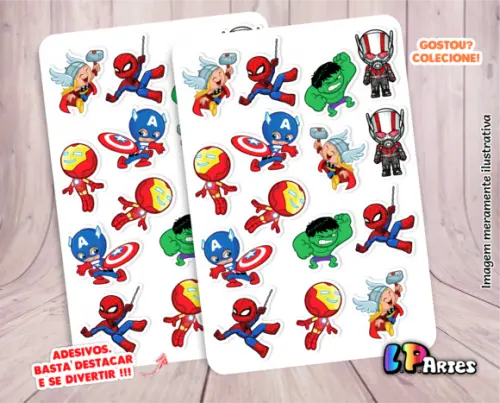 Cartela de Adesivos - Stickers -vingadores