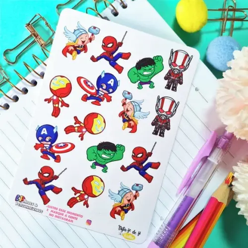 Cartela de Adesivos - Stickers -vingadores