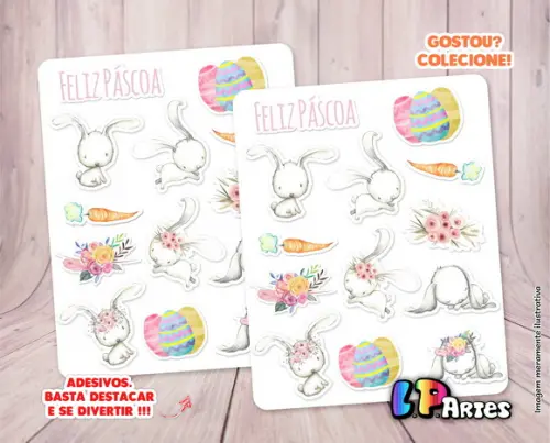 Cartela de Adesivos -feliz Páscoa 1