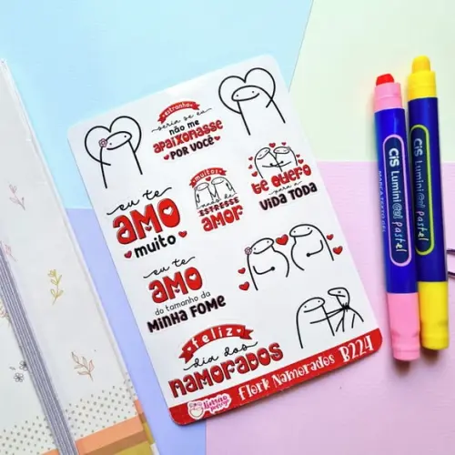 Cartela de Adesivos Dia dos Namorados Flork