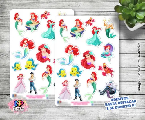 Cartela De Adesivos Em Vinil - A Pequena Sereia
