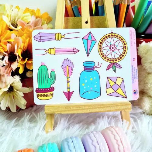 Cartela De Adesivos Em Vinil - Boho 4