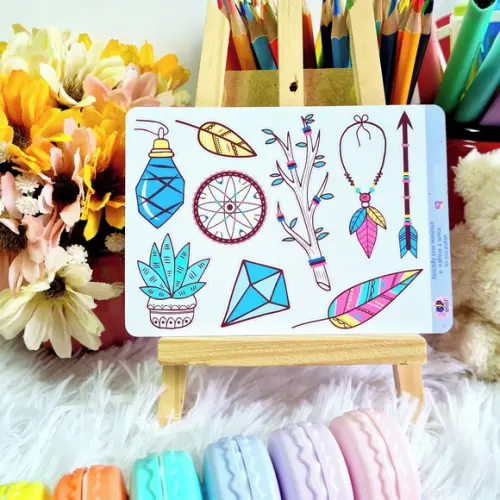 Cartela De Adesivos Em Vinil - Boho 2