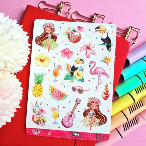 Cartela de Adesivos em Vinil - Havaiana Summer