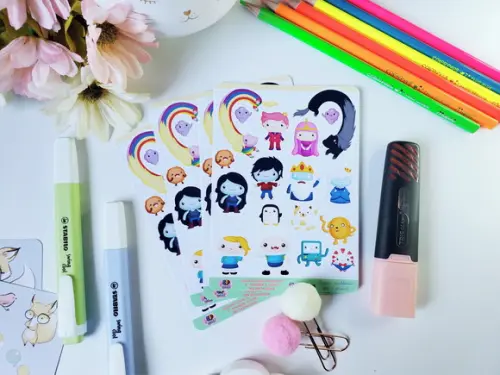 Cartela De Adesivos Em Vinil - Hora De Aventura Cute