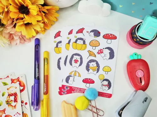 Cartela De Adesivos Em Vinil - Ouriço Cute