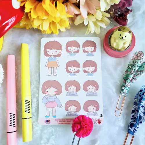 Cartela De Adesivos Em Vinil- Menina Cute 2