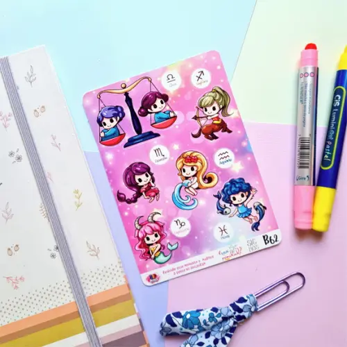 Cartela de Adesivos Signos Cute