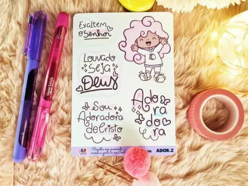 Cartela de Adesivos Transparente - Devocionais - Adoradora 2