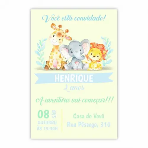 Convite Aniversário Infantil Personalizado Safári