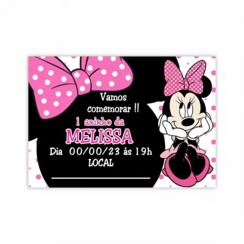 Convite de Aniversário - Minnie Rosa