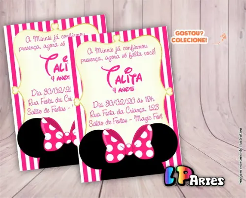 Convite de Aniversário - Minnie Rosa