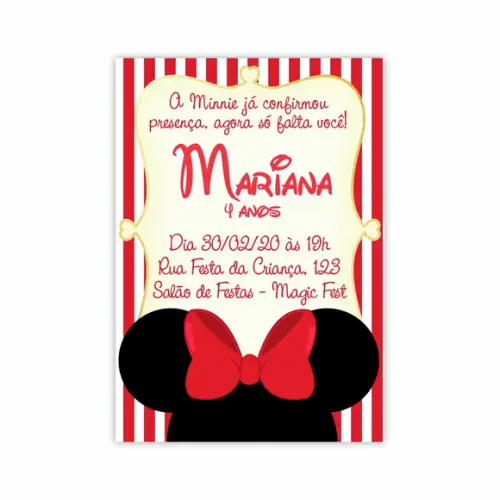 Convite Digital - Minnie Vermelha