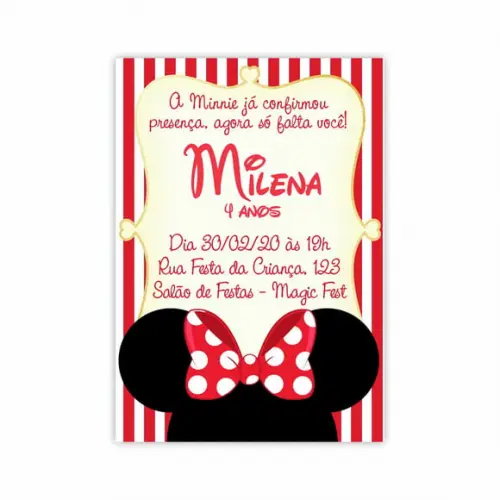 Convite Digital - Minnie Vermelha