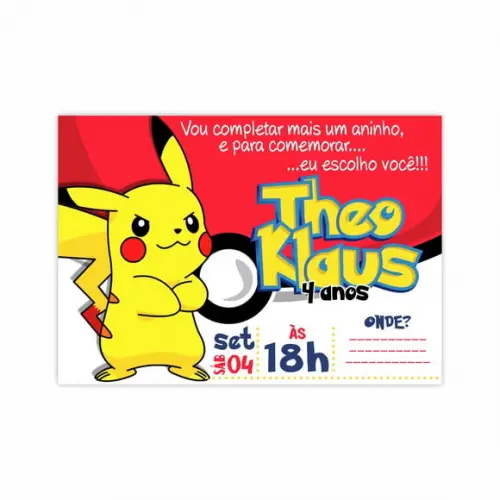 Convite Digital - Pikachu