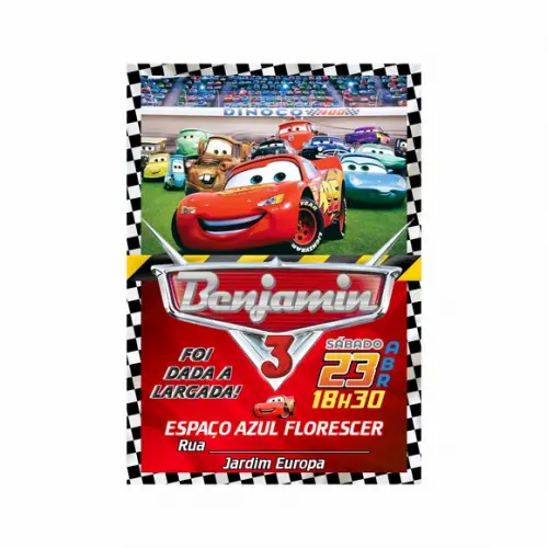 Convite Digital - Relâmpago Mcqueen - Carros