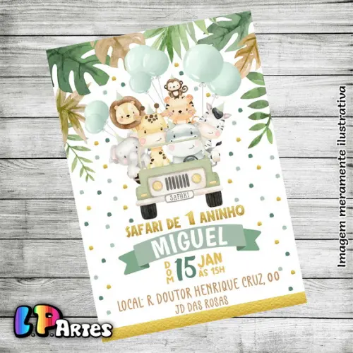Convite Personalizado Infantil Safári