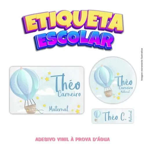 Etiqueta Escolar em Vinil - Balão