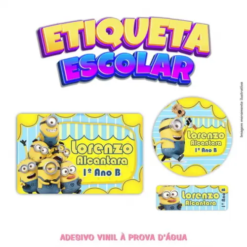Etiqueta Escolar em Vinil - Minions