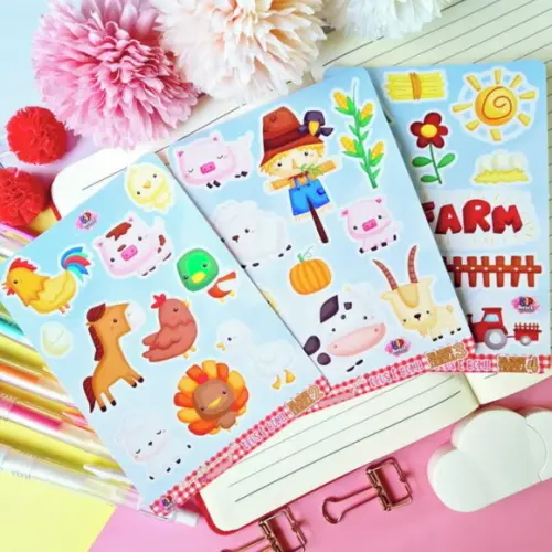 Kit 3 Cartelas de Adesivo Fazendinha