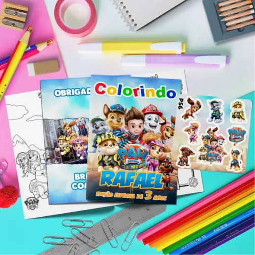 Kit de Colorir Livro + Adesivo Patrulha Canina