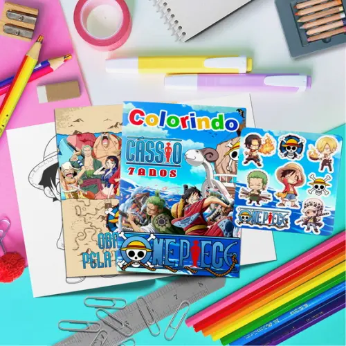 Kit de Colorir Livro + Adesivo - One Piece